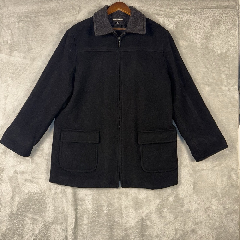 DonnyBrook Womens Black 100% Wool Coat Full Zip Size‎ 16